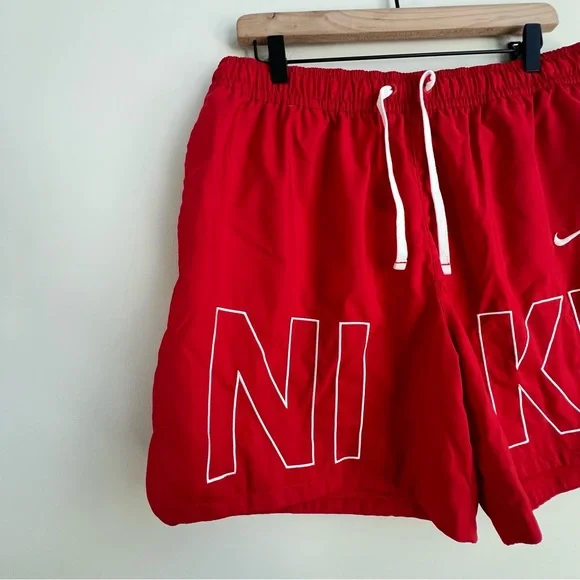 New Nike Woven Monogram Flow Shorts Men’s Large Spell Out Logo Red Y2K Sporty - Picture 4 of 15